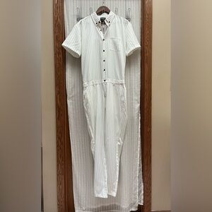 🔆NWT ROMPER JACK Men’s  White Striped Jumpsuit Size XL